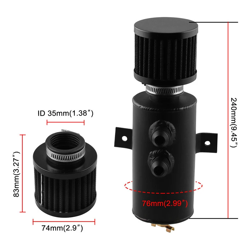 

General Practical Professional Aluminum Baffle Engine Oil Capture Respirator Fuel Filter Tank Gas Machine Oil Can