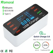 Quick Charge 3.0 Fast Charger Adapter 8 USB Charger Station Type C Phone Charger for iPhone Xiaomi Huawei Samsung