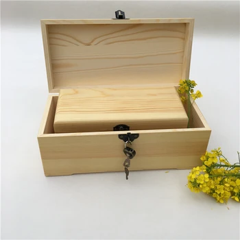 

Large Wooden Box Pine Customized Rectangular Locking Storage Box Gift Post Christmasdrawer Organizer Home Bedroom Decoration
