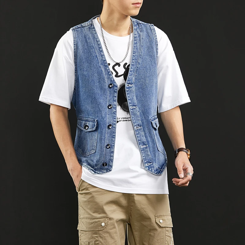 Brand Men Clothing Denim Vest Men 