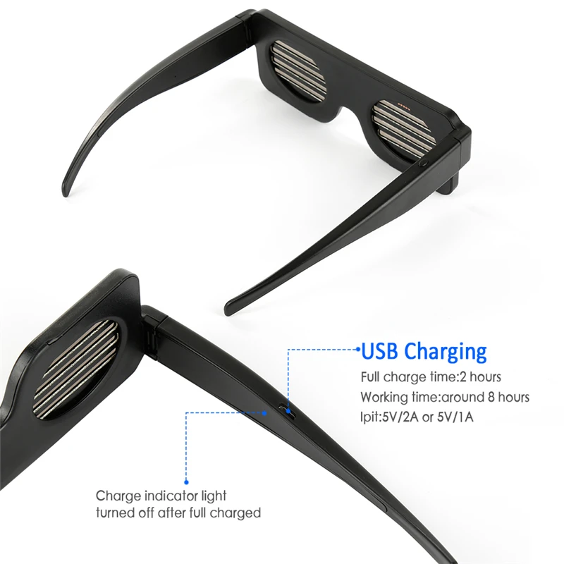 8 режим вспышки светодиодный вечерние принадлежности очки USB зарядка светящиеся очки DJ слог Хэллоуин Рождество концертная подсветка очки
