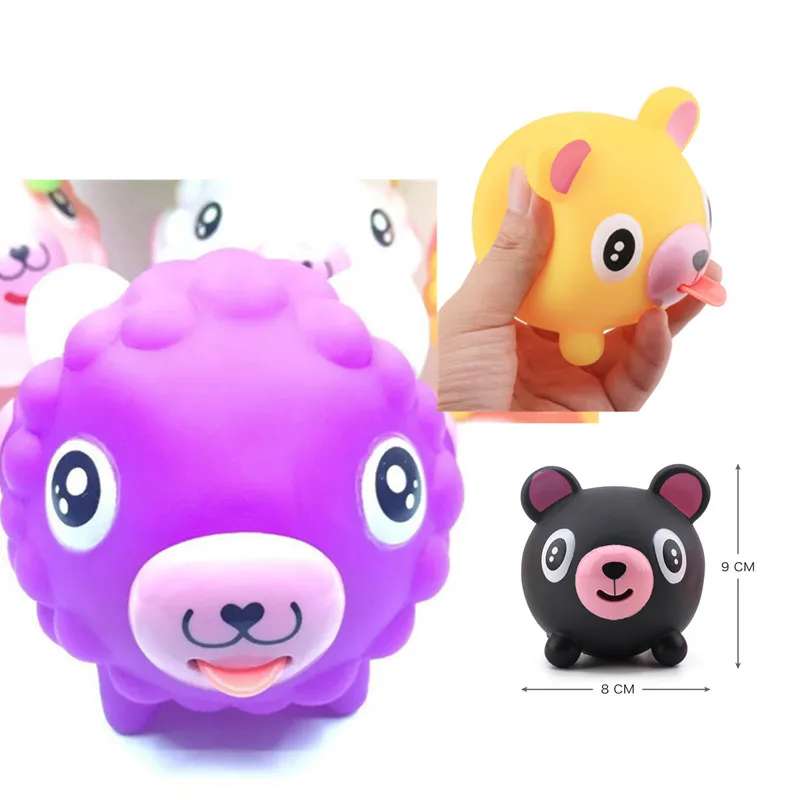 pink dog toy that sticks tongue out