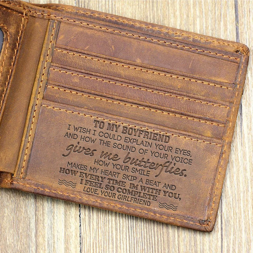 "TO MY BOYFRIEND"-Custom Leather Wallet,Engraved Gifts for men on Birthday,Valentine's Day,Christmas Day Drop Shipping - Color: B2