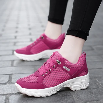 

Tenis Feminino Brand Sneakers Flying Weave Women Sport Shoe Fashion Thick Sole Shoes Ladies Tennis Shoes Purple Zapatos De Mujer
