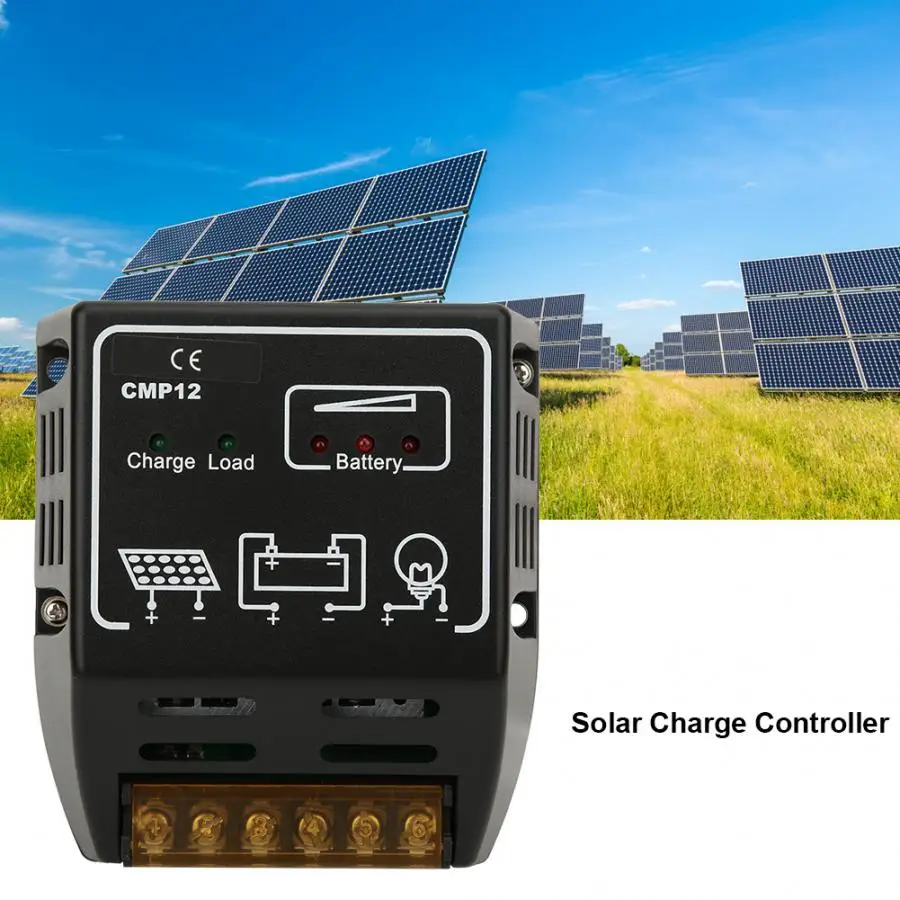 CMP12 20A 12 V/24 V Солнечный контроллер заряда черного цвета с защита от перезарядки/Защита от избыточной разрядки