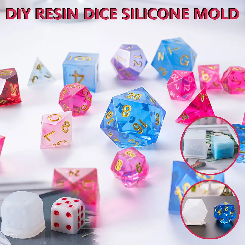 19 Shapes DIY Crystal Epoxy Mold Triangle Dice Fillet Shape Multi-spec Digital Game High Mirror Molds Silicone Mould Making | Украшения и