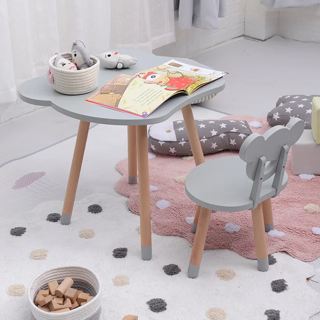 Solid Wood Children Table and Chairs Set Writing Games Learning Study