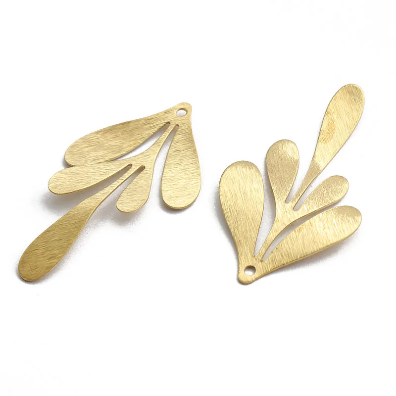 10pcs Polished Raw Brass Flower Leaf Sector Moon Square Shell Dragonfly Shape Charms Pendant For Jewelry Earring Necklace Making