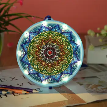 

Bohemian Style DIY Diamond Painting LED Night Light Kit DIY Mandala Flower Hanging Night Lamp for Room Decoration Christmas gift