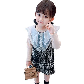 

Kids Clothes Lace Flower Clothing For Girls Plaid Dress + Tshirt Outfits For Girls Toddler Children's Clothes Set