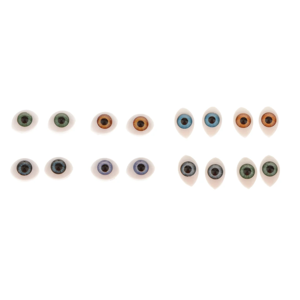 8 Pairs Oval Flat Realistic Plastic Eyes for Mask Doll Making Supplies 5mm 6mm