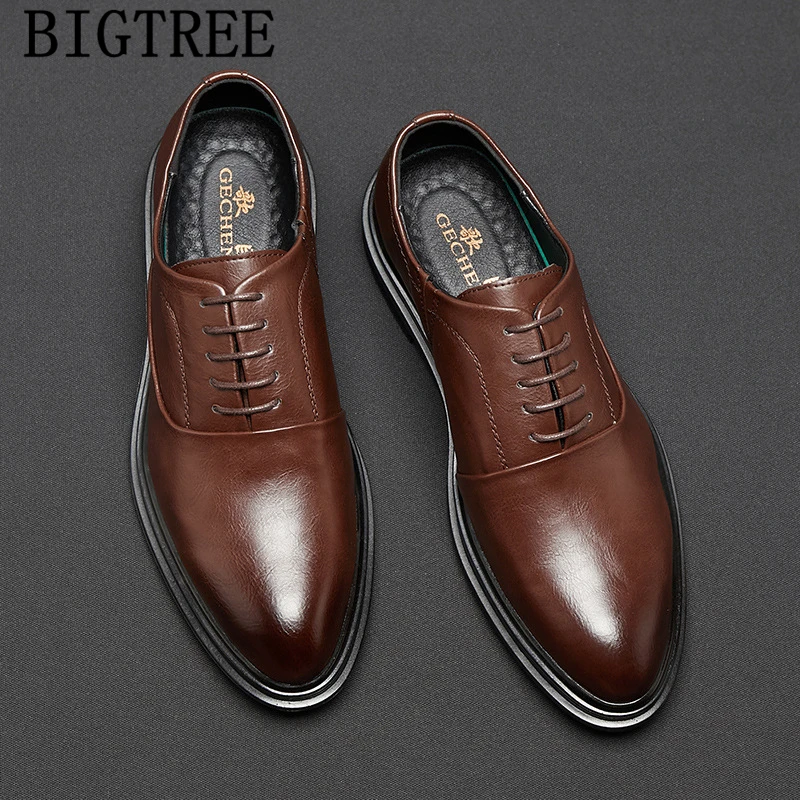 leather shoes men formal elegant men shoes oxford brown dress italian ...