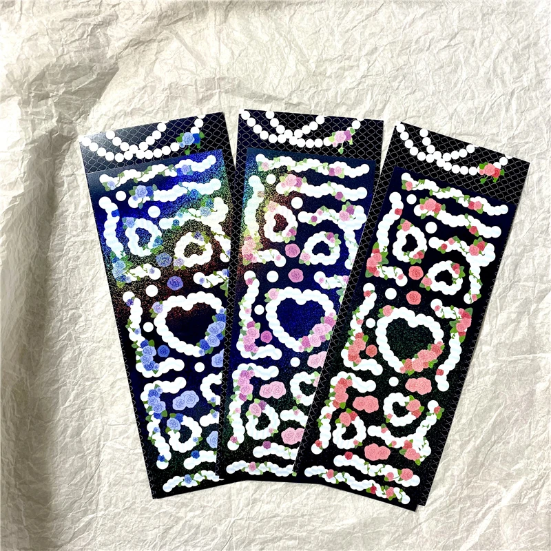 Glitter Shine Pearl Rose Decor Stickers Colorful Ribbon Sticker For Diy