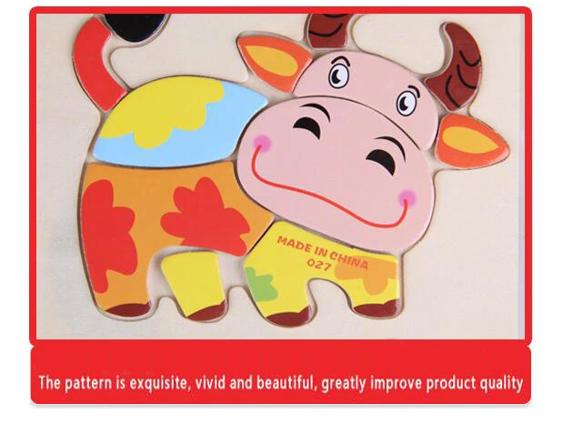 Baby Toys Wooden 3d Puzzle Cute Cartoon Animal Intelligence Kids Educational Brain Teaser Children Tangram Shapes Jigsaw Gifts