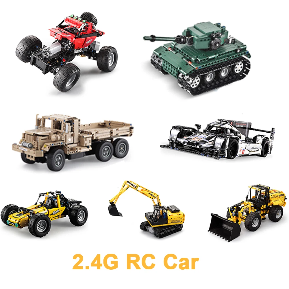 GOOLRC DOUBLE E CADA C51058W 491PCS 2.4G RC Car Bulldozer Forklift Building Blocks Car Technic Children DIY Assemble RC Toys Kid