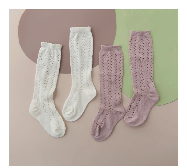 New Summer Children Socks Baby Girls Knee High Toddler Socks Cotton Long Tube Cute Princess Mesh Socks Kids Hollow Out Socken
