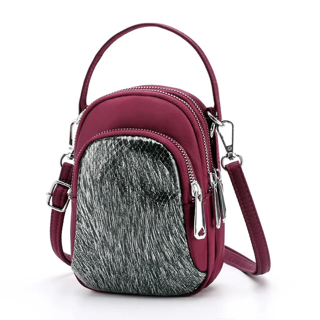 Women Nylon Sequin Coin Purse Shoulder Mobile Phone Bag Exquisite Girls Delicate Handbag Elegant Ladies Fashion Casual Bags