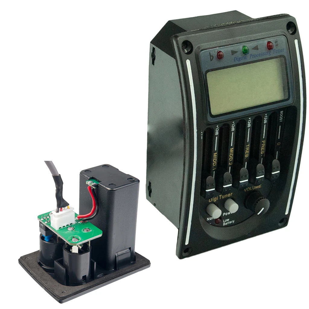 5 Band Acoustic Folk Classical Guitar EQ Equalizer Preamp Piezo Pickup Tuner AMP with LCD Display