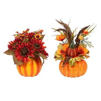 

Mini Artificial Pumpkins Maple Leaf Table Home Halloween Decoration Autumn Fall Harvest Thanksgiving