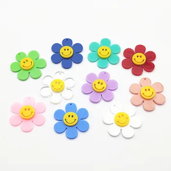 

New arrival! 35x32mm 100pcs Smiley flower shape Charm for Hand Made Earrings DIY parts,Jewelry Accessorie/Findings & Components