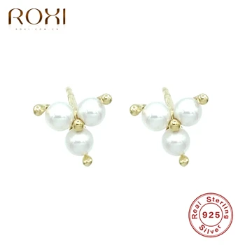 

ROXI Bohemia Pearls Clover Flower Stud Earrings for Women Piercing Earrings Cartilage 925 Sterling Silver Jewelry Pendientes