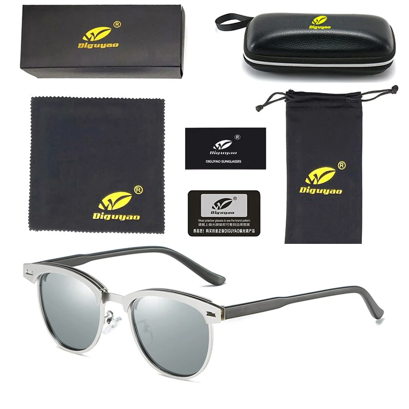 DIGUYAO, Брендовые мужские солнцезащитные очки, очки для вождения, wo, мужские, поляризационные, UV400, высокое качество, мужские очки, аксессуары, солнцезащитные очки для мужчин - Цвет линз: Silver---Silver