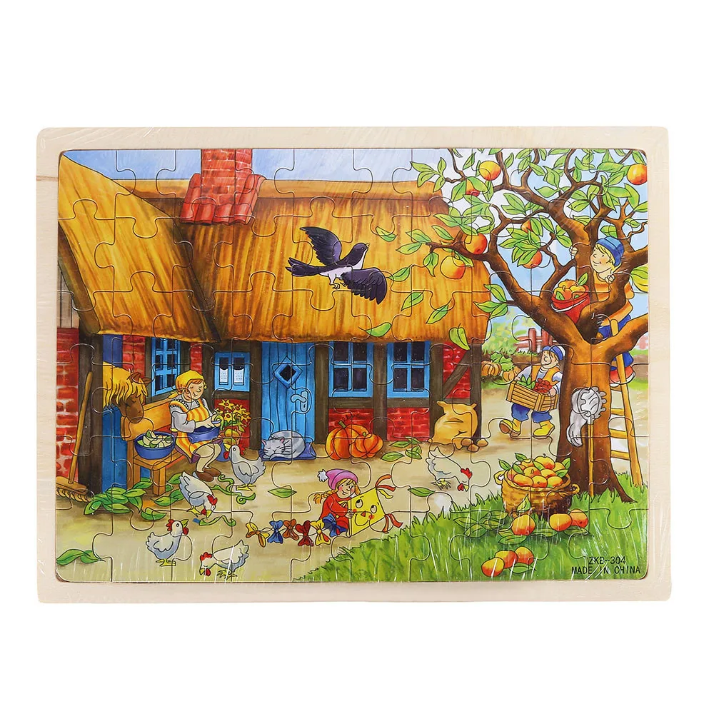 Wooden Jigsaw Puzzles Toys Cartoon Animals Educational Toys For Children Exquisite Fun jigsaw puzzle Holiday Gift #B