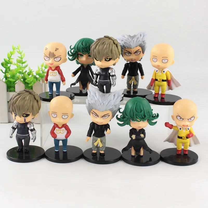 5 шт./компл. One Punch Man Сайтама Genos Tatsumaki Garou Q Version ПВХ фигурки игрушки куклы 10 см |