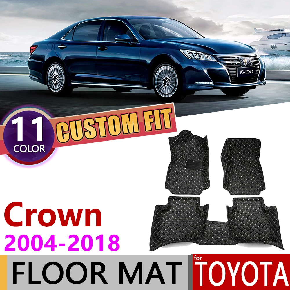 

Custom Leather Car Floor Mats for Toyota Crown S180 S200 S210 2004~2018 S 180 200 210 5Seats Foot Pad Carpet Accessories 2005