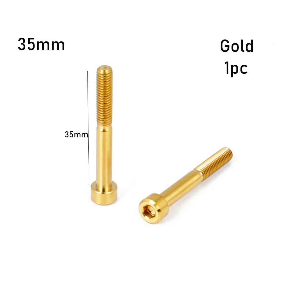 35mmGold 1 шт. велосипед Красочные TC4 M6 болты из титанового сплава застегнуть гарнитура крепления вынос руля Топ Кепки Ti винты MTB велосипеда крепежные принадлежности - Цвет: 35mmGold