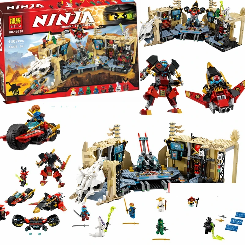 

Bela 10530 Ninja Samurai X Cave Chaos Mech Robot Base Armor Building Blocks Compatible with legoinglys ninjagoed sets 70596