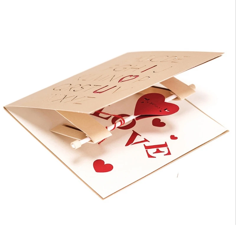  3D Pop Up LOVE Greeting Card Christmas Birthday New Year Invitation D08D - 4.00036E+12