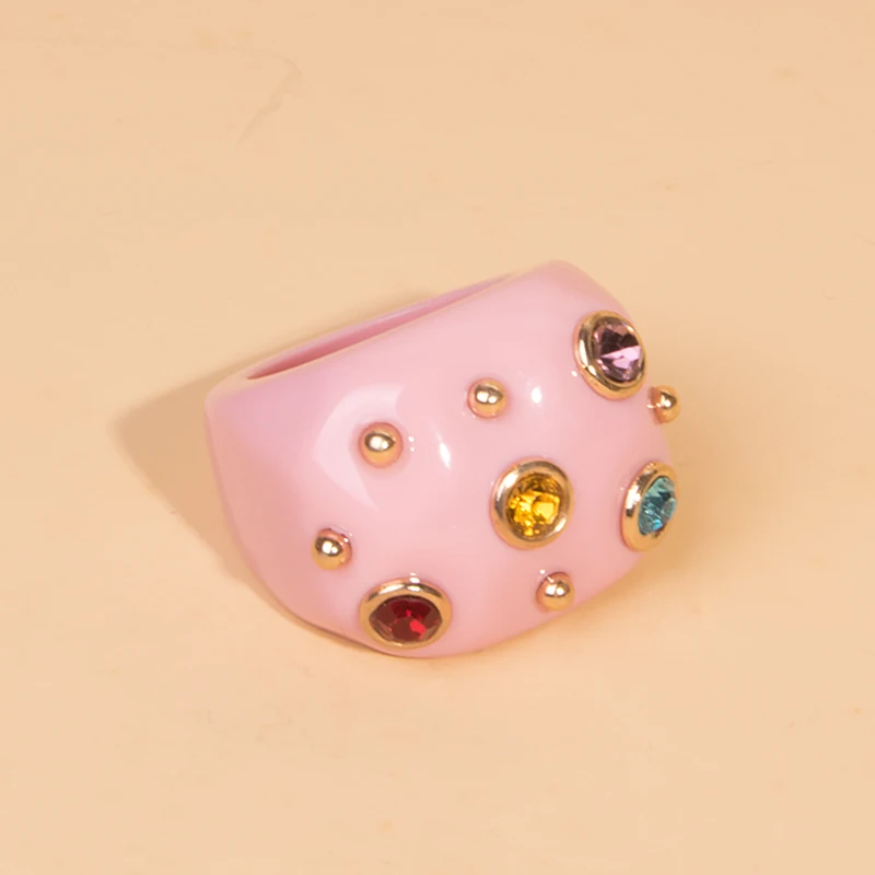 Fashion Big Large Women's Rings Luxury Minimalist Black Resin Punk Rings for Teen Girls Vintage Simple Pink Cute ring Jewelry - Image 5