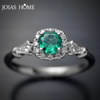 

JoiasHome Classic Emerald Rings For Charm Women Size 6-10 Wedding Party Wholesale Gift Silver Fine Jewelry Wholesale Gift