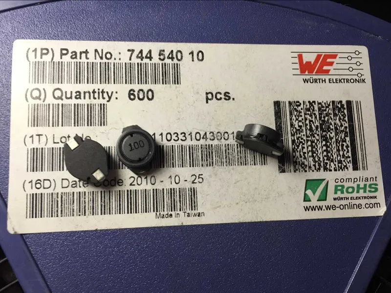 10 шт./лот 74454010 SMD круглая индуктивность экрана 100 10UH 3.2A 12 7*10*4 9 мм 100% новый и