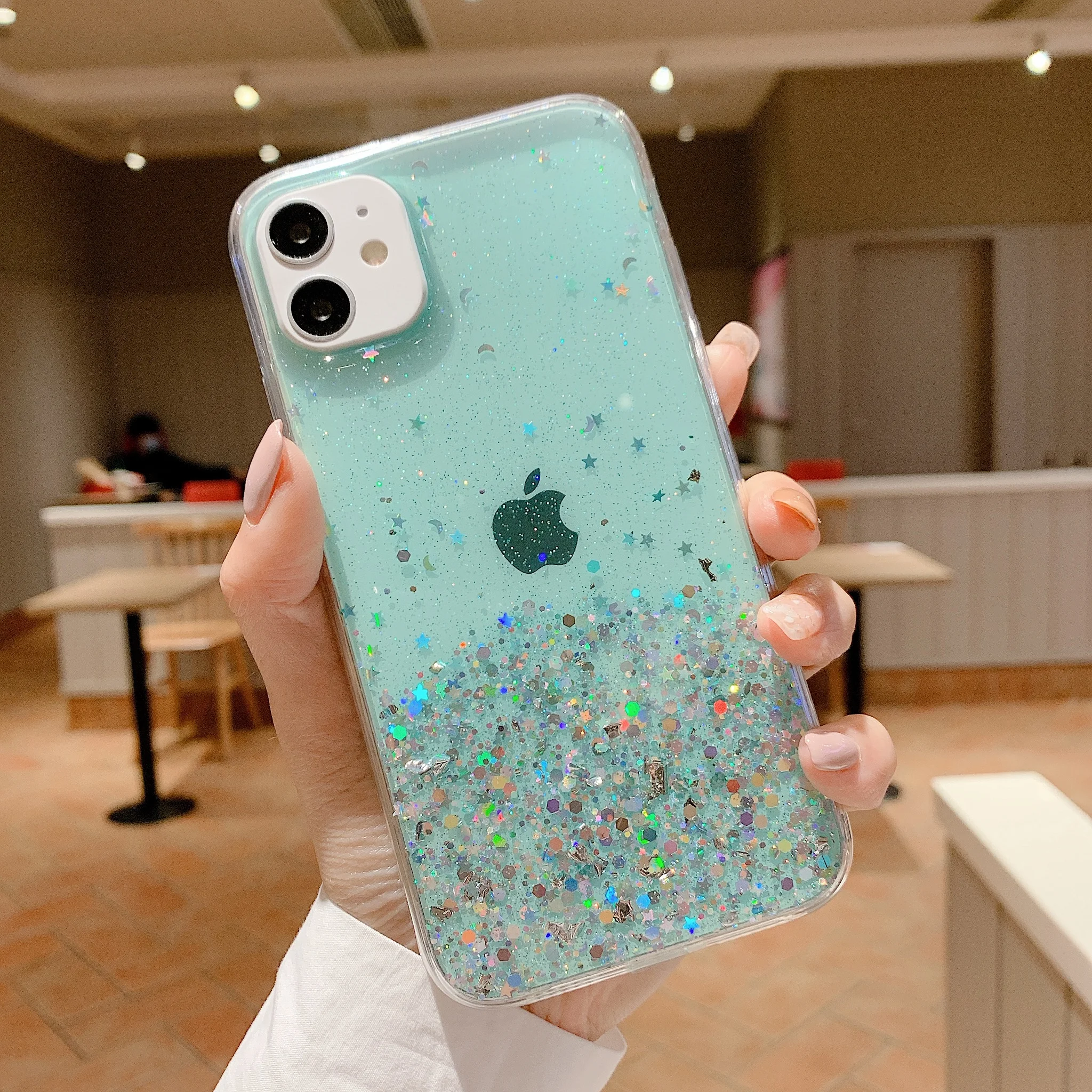 Роскошный блестящий чехол со звездами для iPhone 11 Pro Max X XS XR прозрачные чехлы из ТПУ