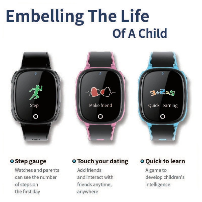 Kids Anti-Lost Gps Tracker Smart Watch Sos Call Safe Wristwatch Waterproof Hw11 Black
