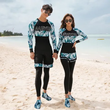 

Rush Guard Women Rashguard Surf Top Women's Swimsuit Female Swimwear For Diving Suit Split Sun Proof Drying Men Long Sleeve