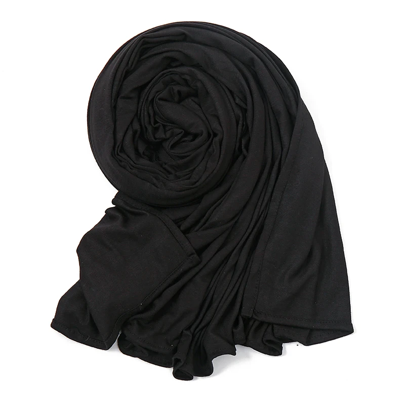 20 Colors Plain Solid Modal Jersey Hijab Women Winter Elastic Muslim Shawls Scarf Maxi Wrap Snood Warm Thick Stole Foulard Sjaal