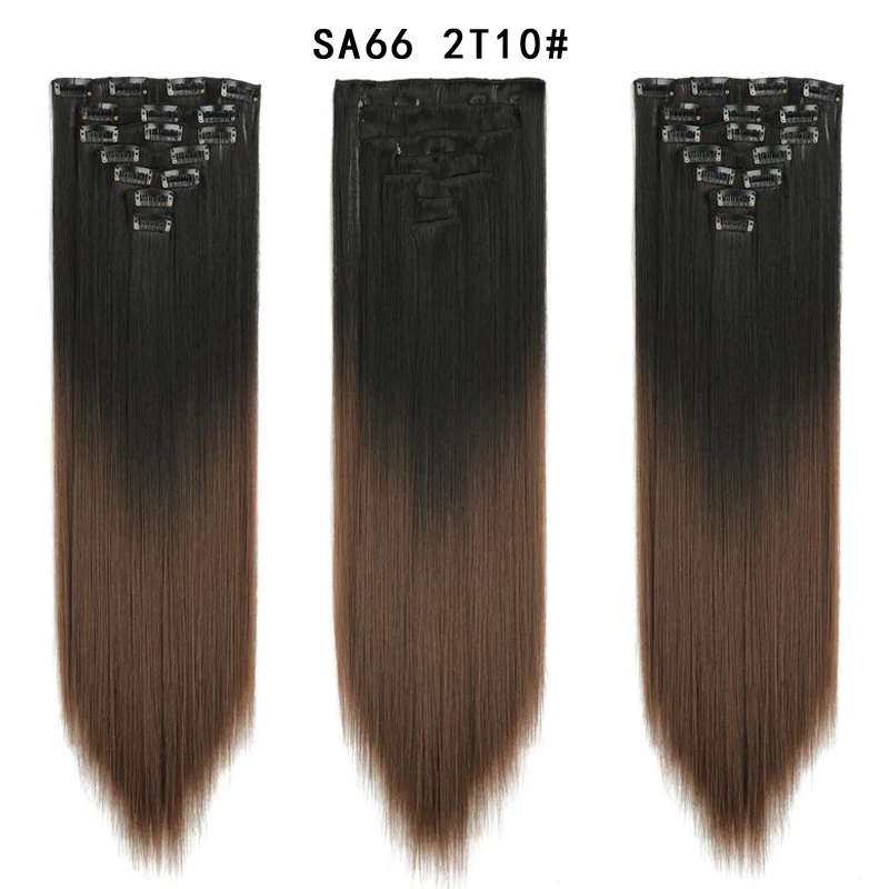 MERISI HAIR 22 Synthetic Deep Wave Hair Heat Resistant Light Brown Gray Blond Women Hair Extension Set Clip In Ombre Hair - Color: SA66 2T10