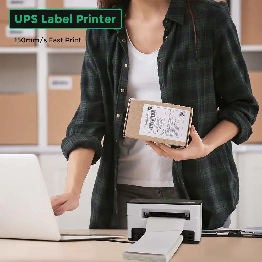 IssyzonePOS Label Barcode Printer 4 inch 4×6 Label USB Thermal Printer 20-110mm Paper Printing Shipping Express Lable Printer