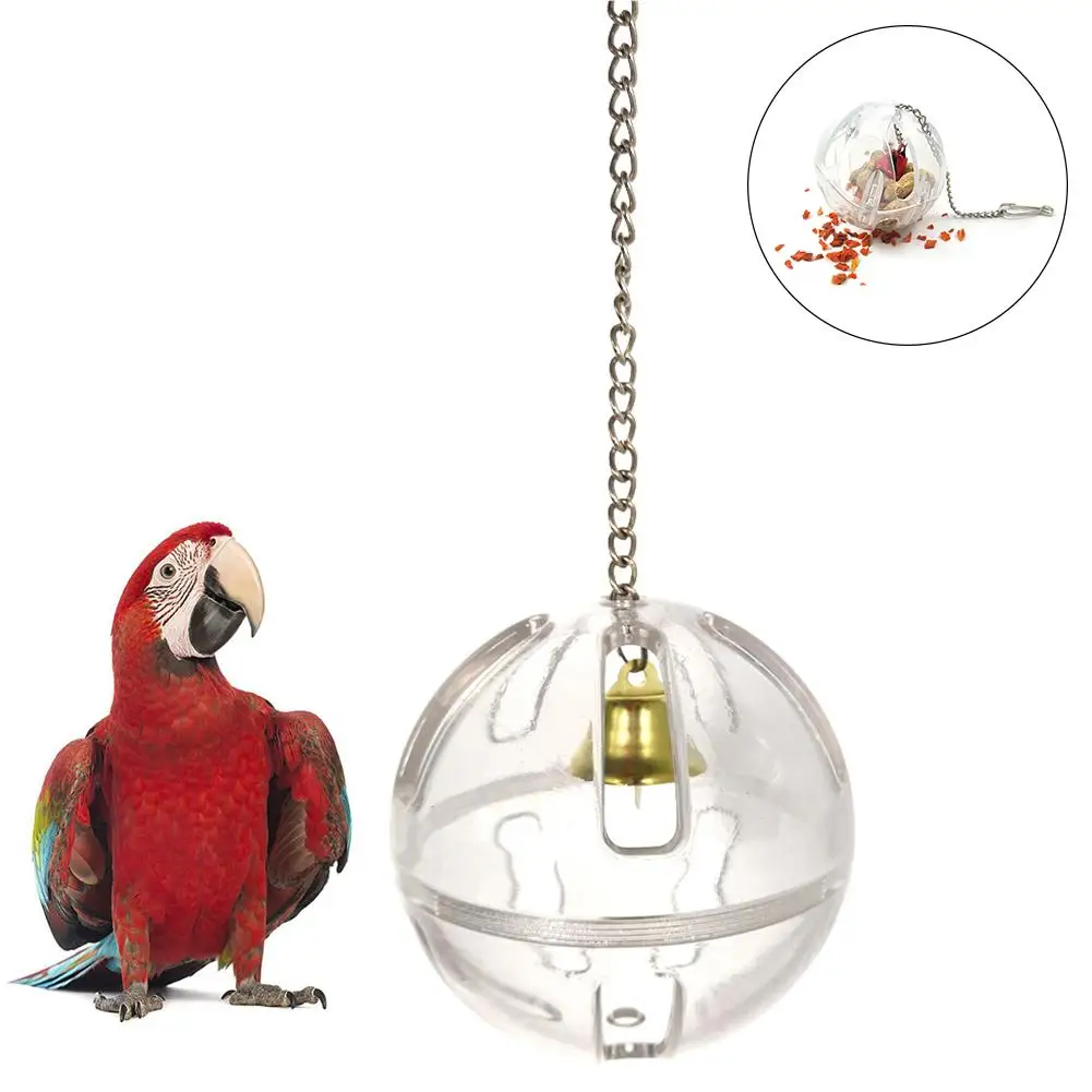 font b Pets b font Bird Parrot Food Feeder Foraging Bell Chain Ball Cage Feeding