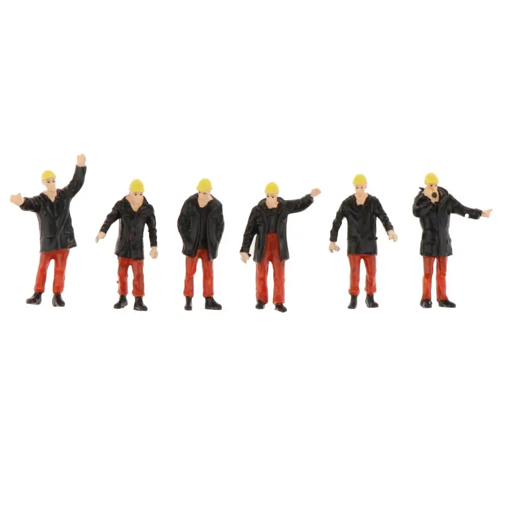Lot 6 Small People Figurines, 1:50 Scale Model Trains Architectural Plastic People Figures Tiny People for Miniature Scenes