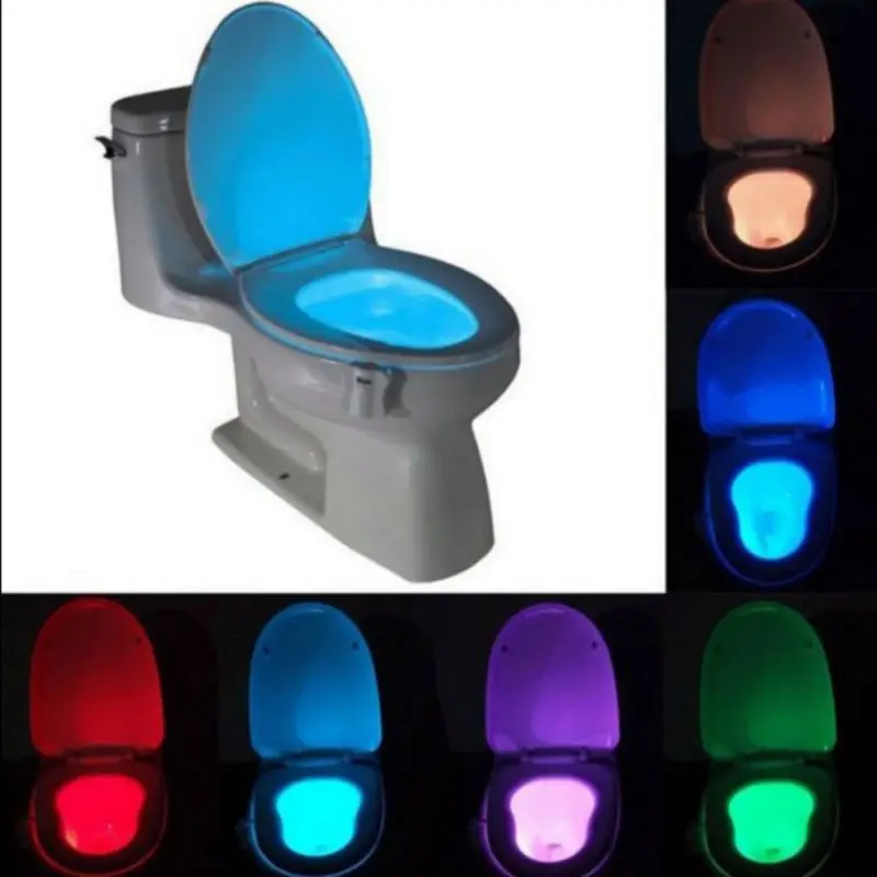 8 цветов светодиодный светильник для унитаза с датчиком движения, ночник с подсветкой, активированный Туалет унитаз, умный ночной Светильник для ванной