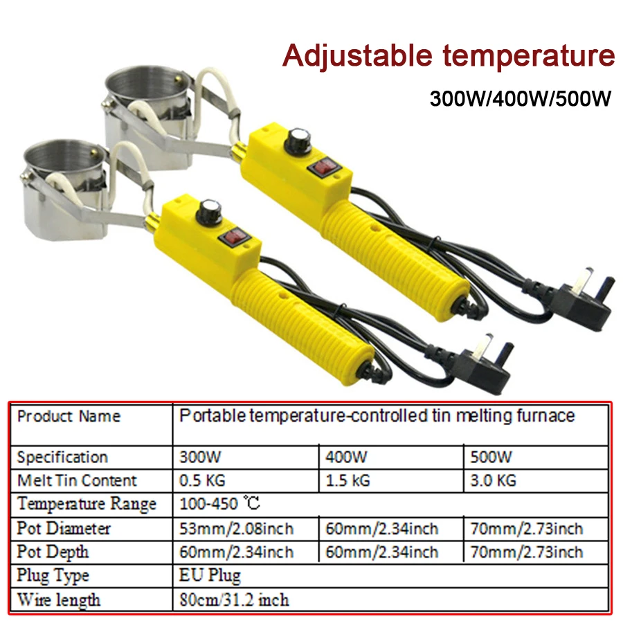 300W Solder Pot - 100mm Soldering Bath Plate With Temperature Control 200-450°C (110V US Plug)