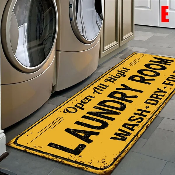 Non-Slip Floor Mat Bath Mat Entrance Doormat Self-Service Laundry Bathroom Kitchen Carpet Laundry Room Decor Print Lounge Rug