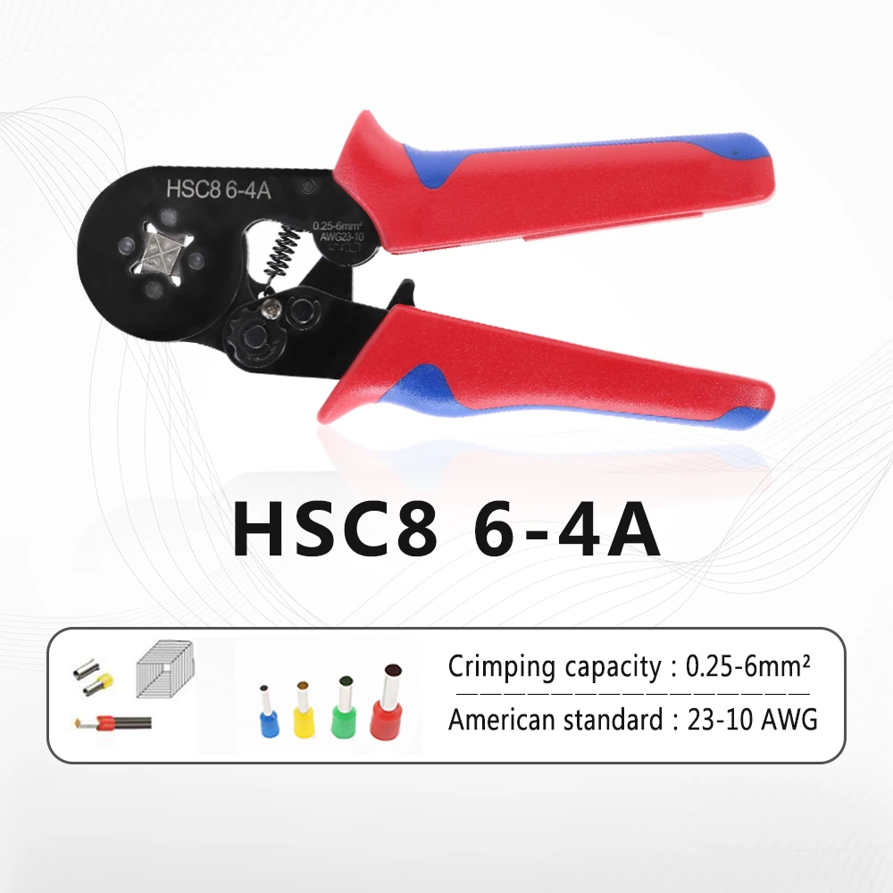 HSC8 6-4 многофункциональные 0,25-6 мм2 саморегулирующиеся обжимные плоскогубцы для кабельных наконечников наконечники ручные инструменты плоскогубцы трубчатый терминал - Цвет: HSC8 6-4A