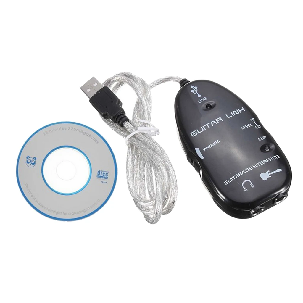 guitar to usb interface link cable audio adapter for pc/mac recording cable