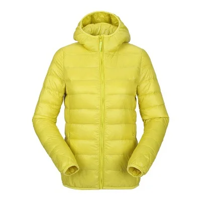 ZOGAA, Женская Весенняя парка, куртка, пальто, теплый ультра светильник, пуховик на утином пуху, Женская куртка, тонкое однотонное пальто, женские парки - Цвет: yellow with hat