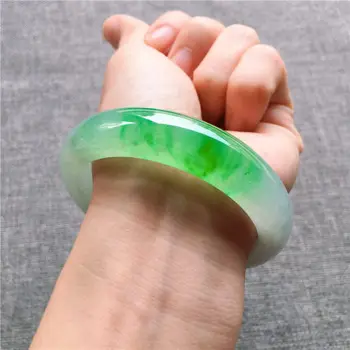 

Send Certificate Pure Myanmar Emerald Bracelet Elegant Light Green Two-Tone 54-62mm Female Gift Princess Bracelet